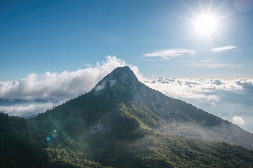 Skybound rocky summit