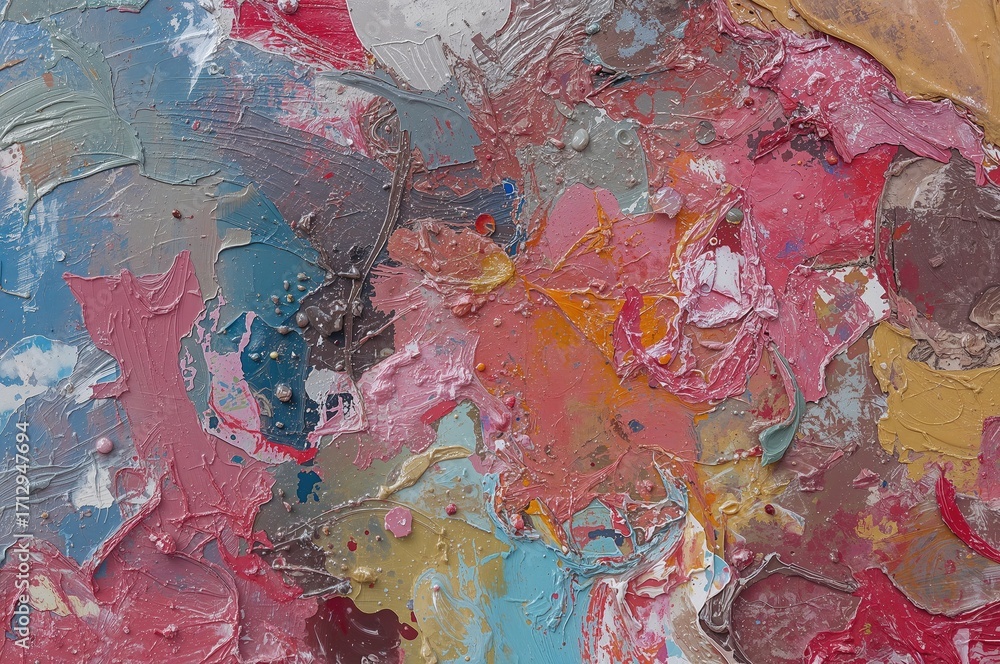 Poster Color blending palette in oil paint style with abstract textured background and artistic frame design