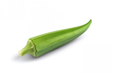 Okra vegetable displayed on a plain white background