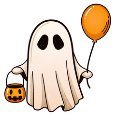 retro ghost halloween cute illustration vintage cartoon ghost cloth