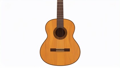 Obraz premium An acoustic guitar on a white background in a studio, a musical instrument