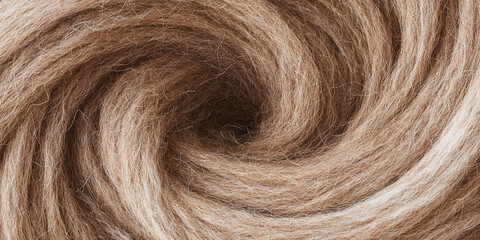Fototapeta premium Swirling wool fibers in brown color abstract texture - AI generated