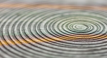 Fototapeta premium Close-up view of a textured circular pattern with concentric rings and a subtle orange stripe.