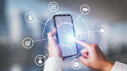 Content marketing interface with data dashboards, analytics charts, and content tools. Marketing...