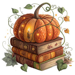 Fall Pumpkin Book Halloween Teacher Sublimation PNG Clipart Cozy Autumn Reading Retro Classroom Librarian Shirt Design Digital Download