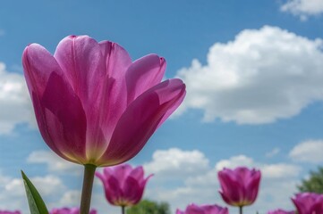 Fototapeta premium Beautiful violet tulip isolated against a plain backdrop