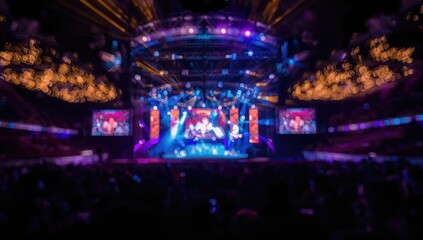 Fototapeta premium Background with texture blur and defocus effects for design. Concert stage lighting scene.
