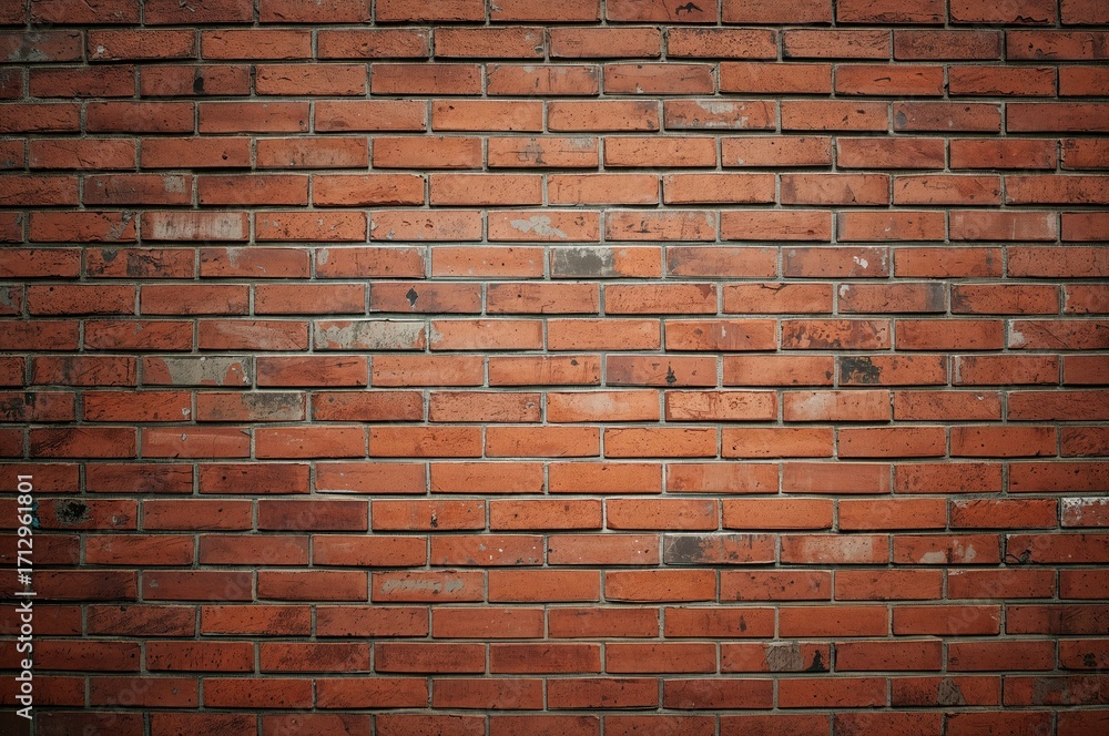 Poster Surface of aged red brickwork. Backdrop. Space for text.