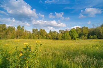 Fototapeta premium Lush green meadow showcasing vibrant spring and summer vibes