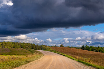 storm clouds over the road