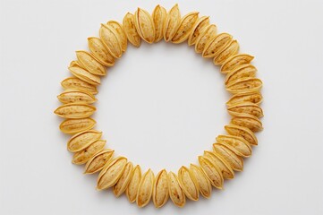 Obraz premium Circular frame made of shelled sunflower seeds as a natural textured background