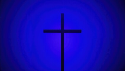 Christian cross icon against a violet and blue background