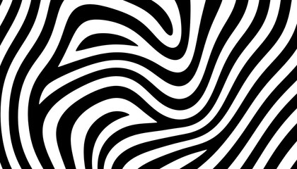Abstract Black and White Wavy Zebra Stripes Pattern.