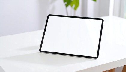 Fototapeta premium Blank tablet on white table