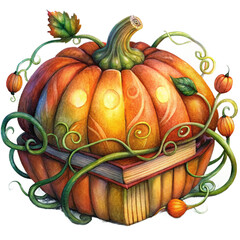 Halloween Teacher Fall Pumpkin Book Sublimation PNG Clipart Cozy Autumn Retro Classroom Librarian Shirt Design