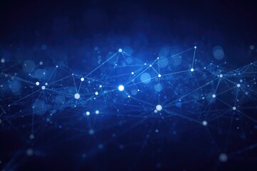 Blue abstract background featuring linked dots and lines