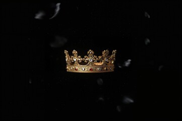 The background is dark and the crown shines in gold.