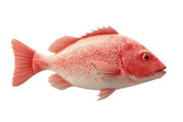 Obraz premium Red snapper fish with detailed scales on white background, cut out