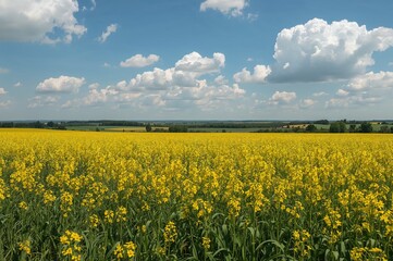 Fototapeta premium Timeless scene of vibrant summer fields and clear skies