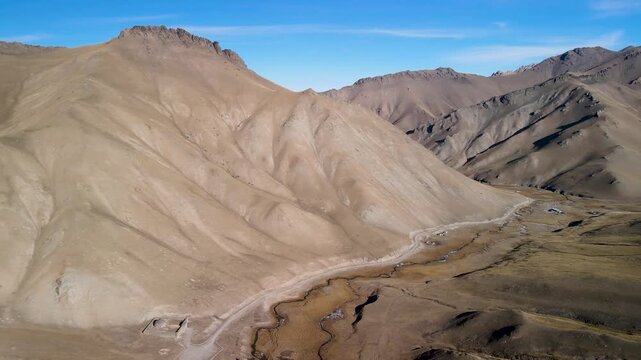 Scenic mountain landscape around Tash Rabat caravanserai in the Tien Shan, Kyrgyzstan.