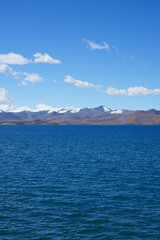 mountain lake and blue sky in Tibet