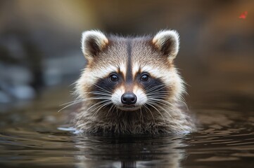 Fototapeta premium Close-up shot of an adorable fuzzy raccoon