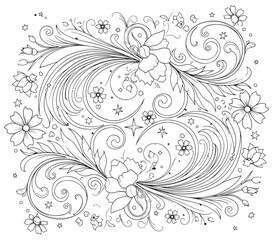 Elegant Decorative Floral Ornaments and Botanical Design Elements with Swirls, Leaves, Arrows and Flowers for Borders, Frames, Dividers, Patterns, and Decorative Artwork in Vintage and Modern Styles