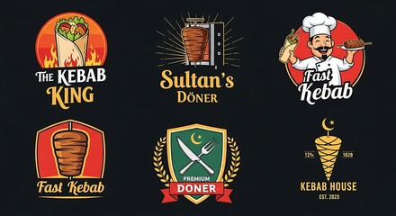 Naklejka premium Delicious Kebab and Doner Logos.