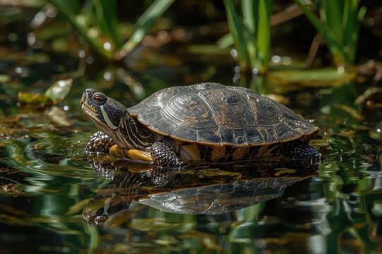 The Common Marsh Turtle Species (Emys orbicularis)