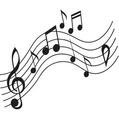 Cluster of black musical notes design