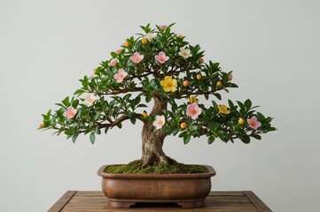 Fototapeta premium The blend of blossoms and foliage on miniature trees gives them a captivating and unique appearance