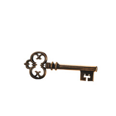 Antique skeleton key isolated on transparent background, a symbol of secrets