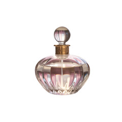 Elegant perfume bottle with a round shape isolated on transparent background