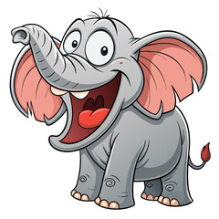 Funny Elephant Cartoon Illustration– Big Mouth Expression, Full Body Clipart, Vector & PNG