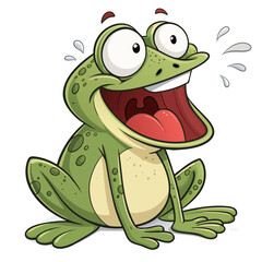 Funny Frog Cartoon Illustration– Big Mouth Expression, Full Body Clipart, Vector & PNG