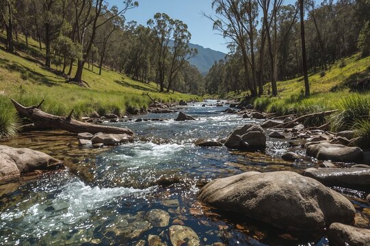 The Wonnangatta River close to rural Victoria