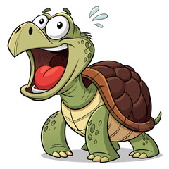 Funny Turtle Cartoon Illustration– Big Mouth Expression, Full Body Clipart, Vector & PNG