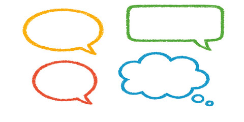 A vector illustration set of colorful speech bubbles for communication and chat messages