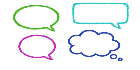 A vector illustration of a colorful set of communication speech bubbles