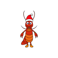 funny lobster wearing christmas dress and hat 