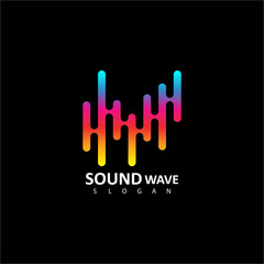 Obraz premium Sound wave logo. Audio colorful wave logo template