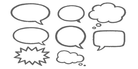 A vector illustration set of comic speech bubbles and thought clouds for communication and chat