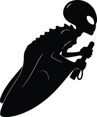Vector alien drinks wine funny silhouette illustrator