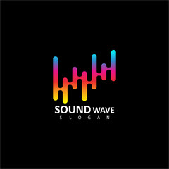 Sound wave logo. Audio colorful wave logo template