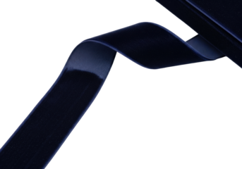 Deep indigo velvet ribbon, smooth, rich, and luxurious, gracefully draped against a transparent background with negative space for text, conveying premium elegance