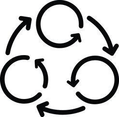 Vector Circular process flow chart recycle arrow silhouette illustrator