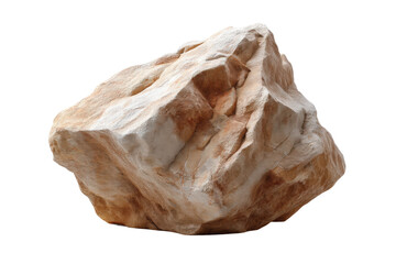 Large irregular sandstone rock with rough surface on black background, cut out