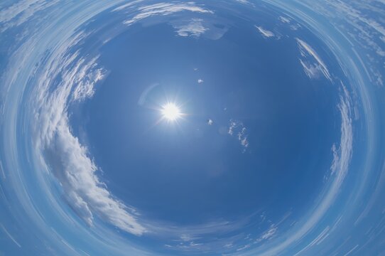 Early summer sky viewed through a fisheye lens