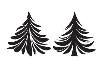 Fototapeta premium Two stylized black christmas trees hand drawn illustration