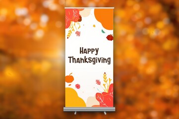 Vertical Thanksgiving Banner Featuring a Cheerful Design